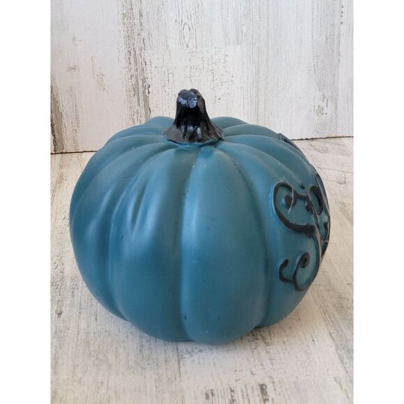 Dark blue spooky pumpkin Halloween fall prop decor home - Picture 3 of 7